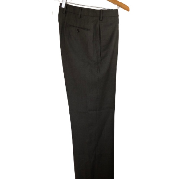 【PT01】 GREY Super100'S WOOL SLACKS PANT PT01 Super 100s Dark Gray Straight Flat Front Wool Dress